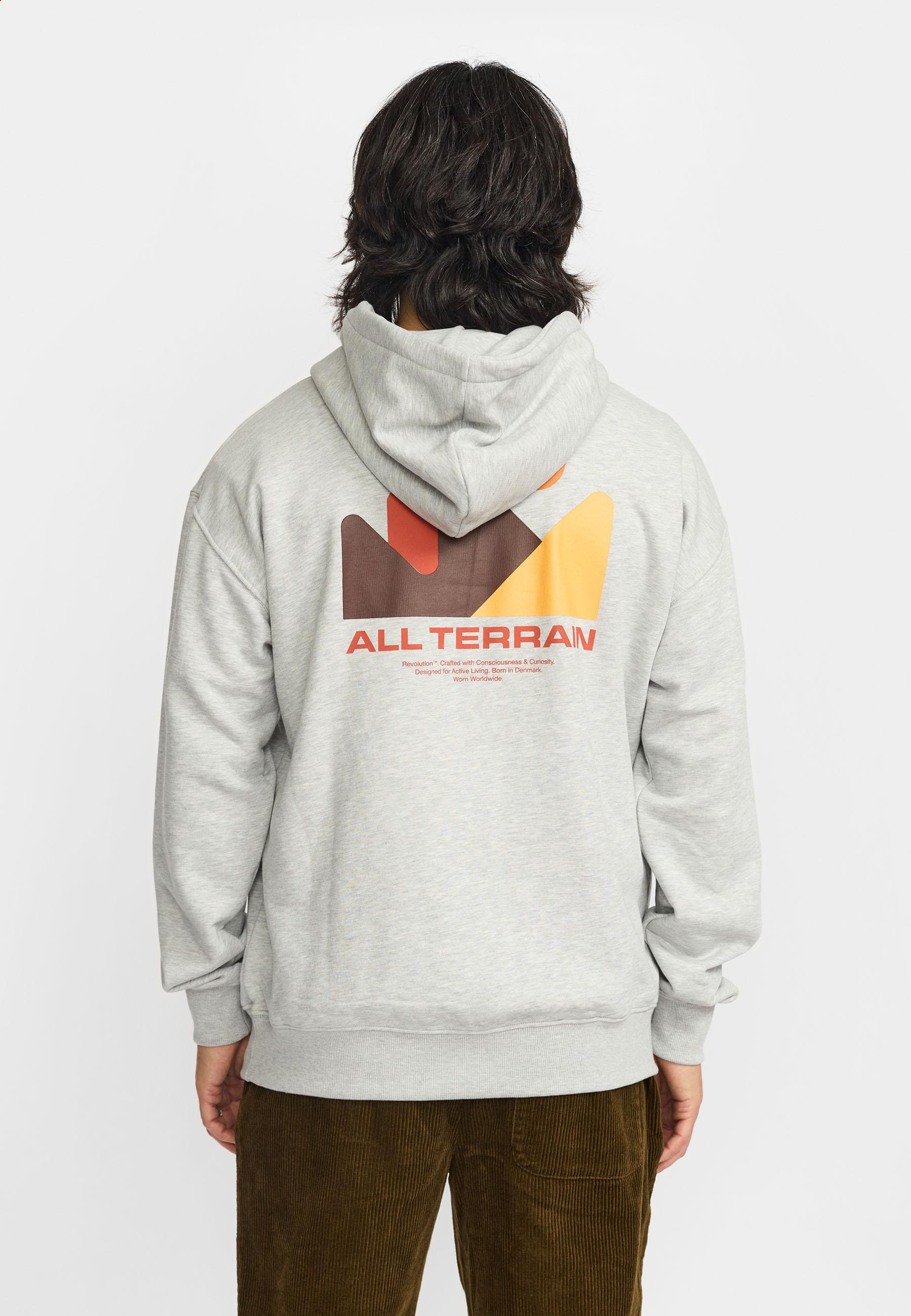 Revolution Printed Hoodie Grey Melange Herren grau